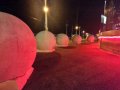 Concrete ball sculptures outside Urban Reef