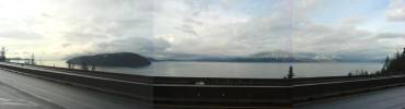 Anvil Island (on left), in Howe Sound, as seen from the road to Whistler...