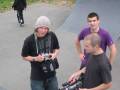 Colin checking cameras with Flipside riders Adam and Josh in Romsey.