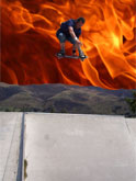 To mark the end of the Flipside Tour, Dom boosts a big BS180 into the burning skies behind...