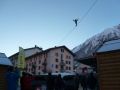 Tightrope walker at the World Freeride Tour show in Chamonix town centre