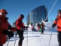 Getting ready to ski by the revolving restaurant by the Leysin lift