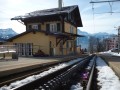 Leysin station - note the toothed rail to retain traction on the steep angles