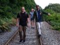 Paul and Josh walking the train track to get to the Mill, Fowey